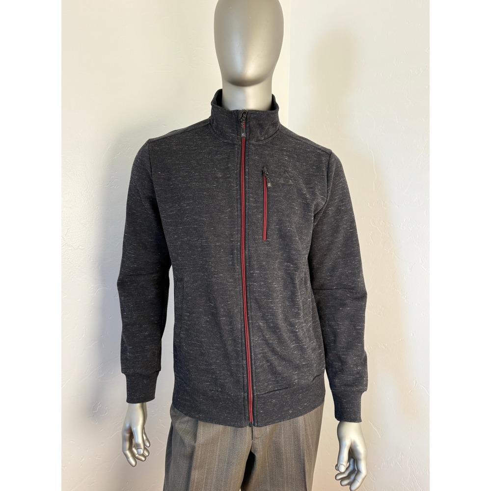 Gerry Men's Full Zip Static Heathered Jacket Charcoal Gray Red Trim Size L